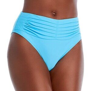 Ramy Brook Ivo Pleated High Rise Swimwear Bikini Bottom Size XL Aqua Blue